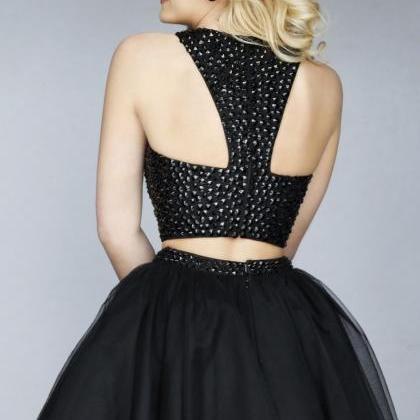 Sexy Black Two Piece Short Homecoming Party Dress..